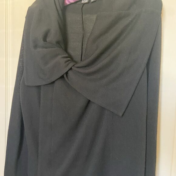 a.n.a A New Approach Moto Hidden Zip Twist Front Sweater Black Size Large - Picture 2 of 10